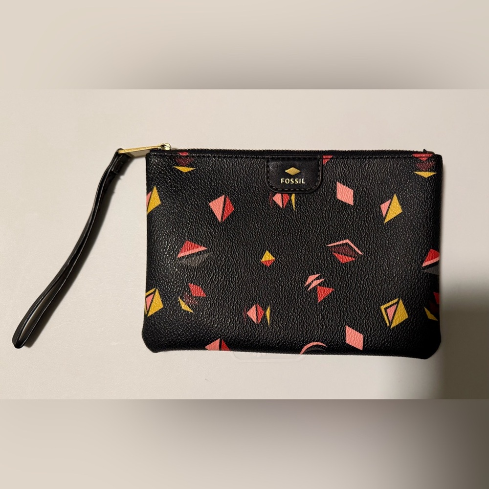 Fossil Black Wristlet with Pink and Yellow Accents
